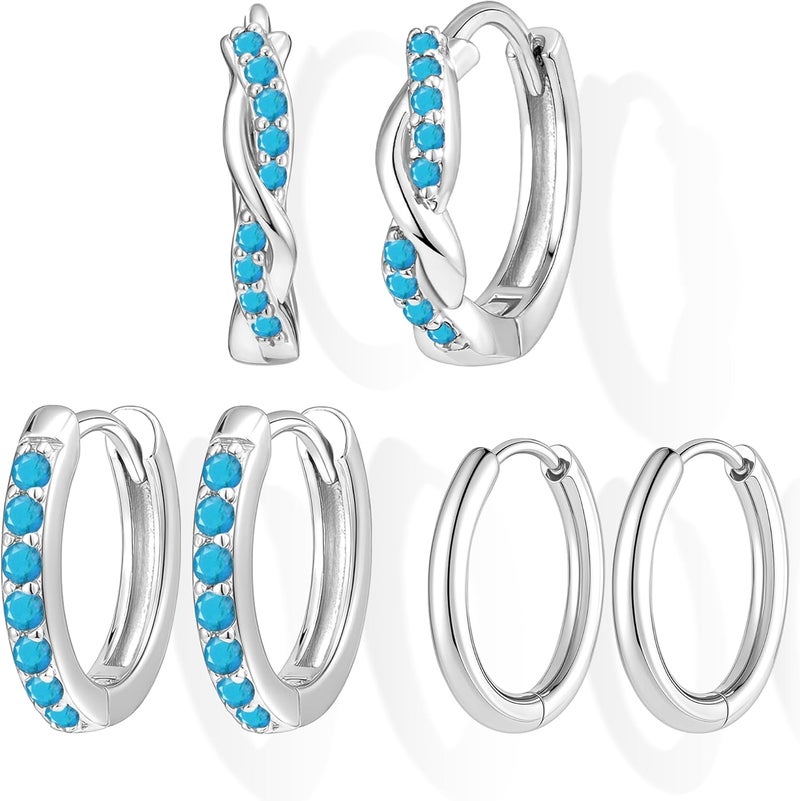 Inerney 14K Gold Plated Huggie Hoop Earrings for Women, Small Sterling Silver Earring Set Hypoallergenic Cartilage Helix Stacks, Mini Dainty Cute Trendy Birthstone Jewelry Gift for Multiple Piercings - Image 1